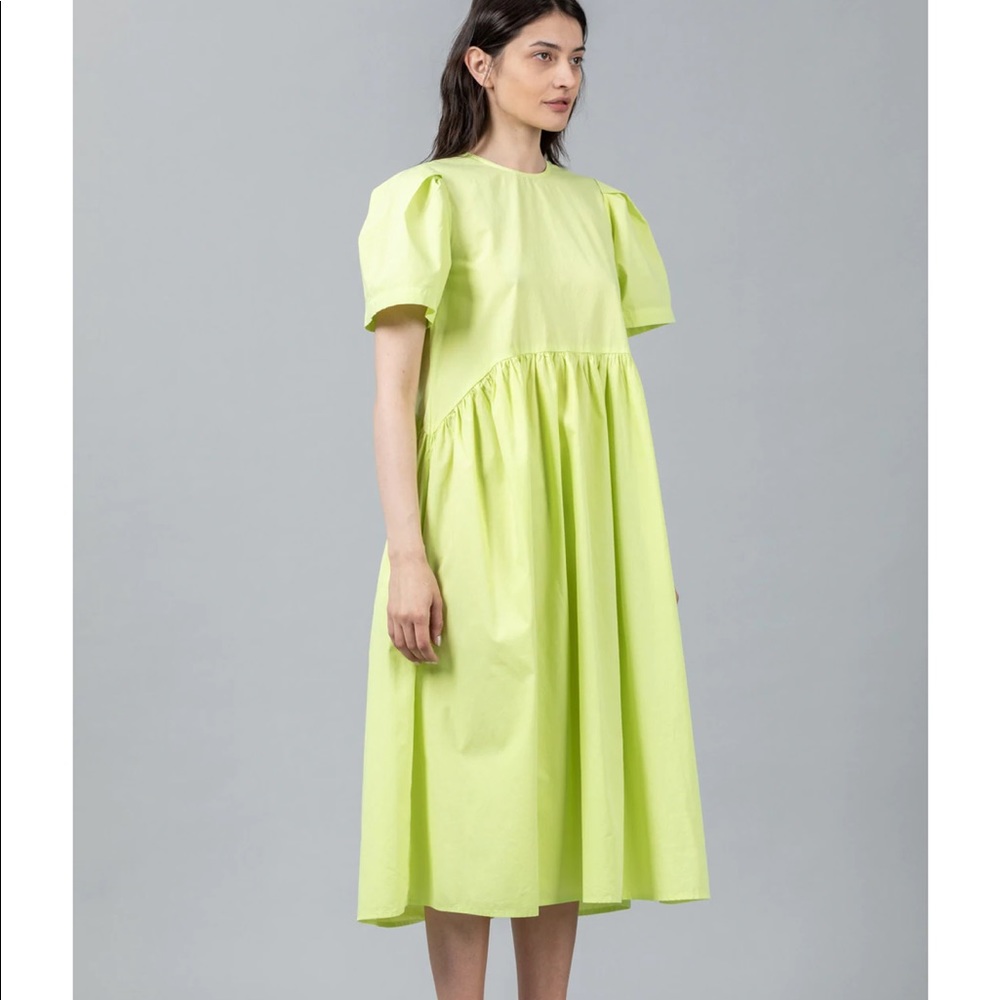 Lime Green Puff Sleeve Dress